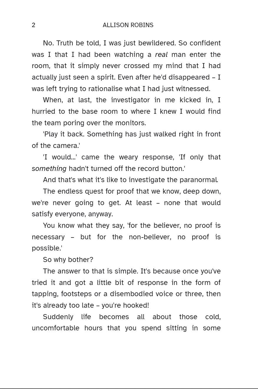 Page from the book, a quote by Allison Robins on a white background